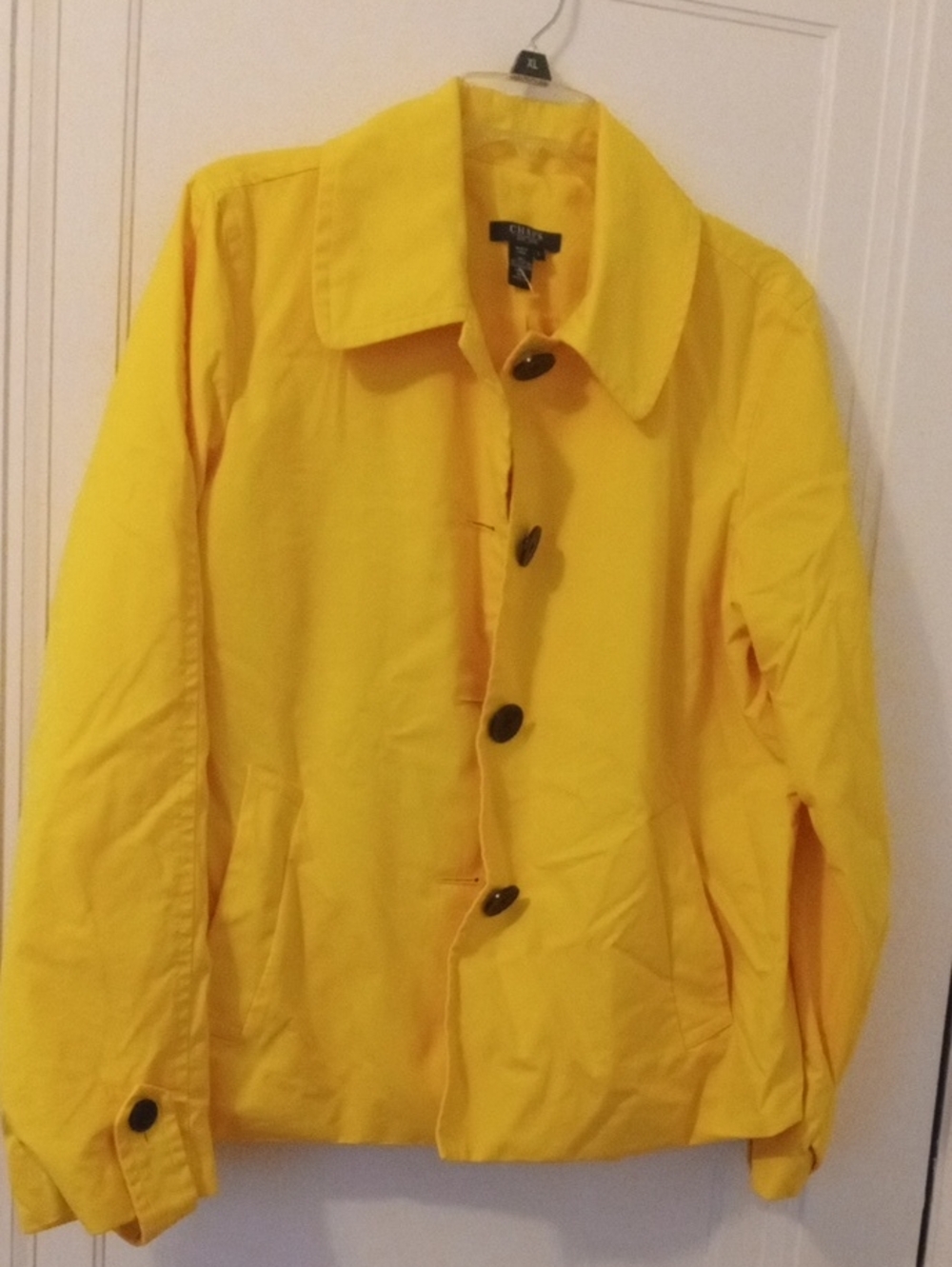 Chaps Bright Yellow Button-Front Trench Jacket, large